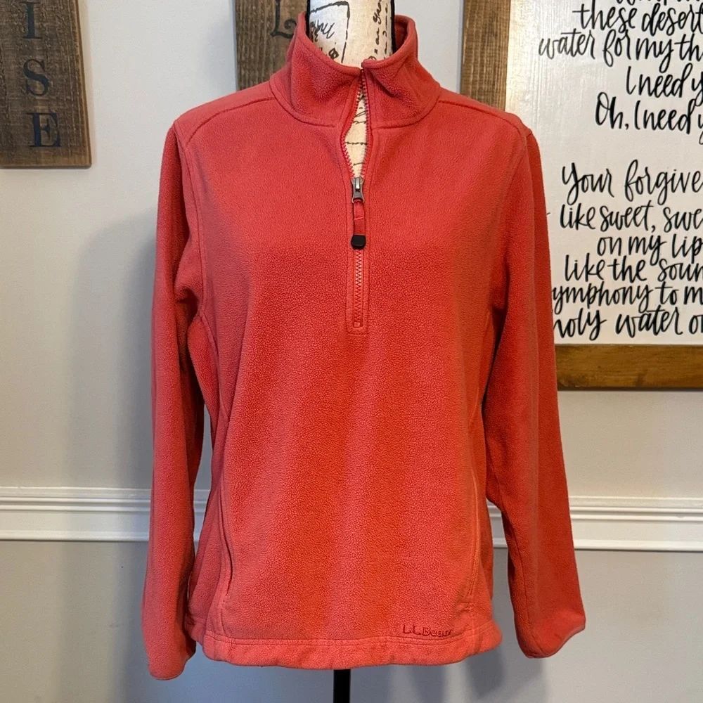 L.L. Bean Coral Fleece Quarter Zip Pullover Jacket